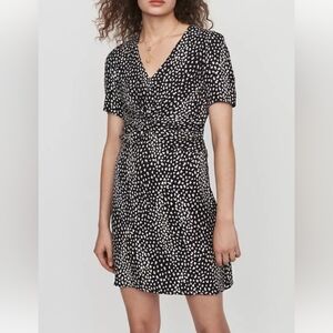 Maje Black and White Leopard Patterned Mini Dress